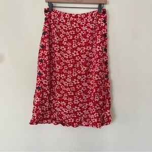 Madewell Red Floral High Low Skirt